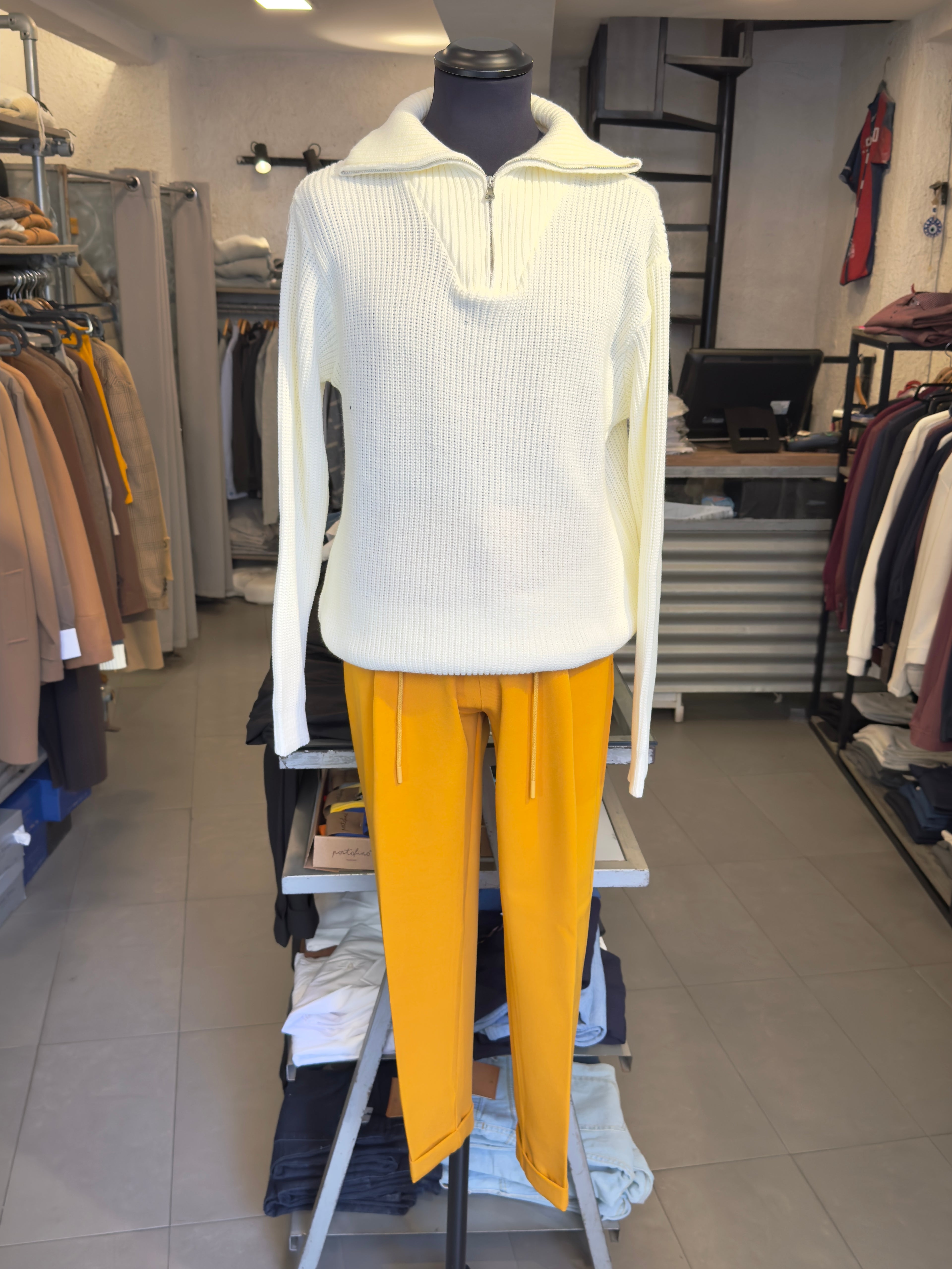 Maglione Collo Alto Con Zip