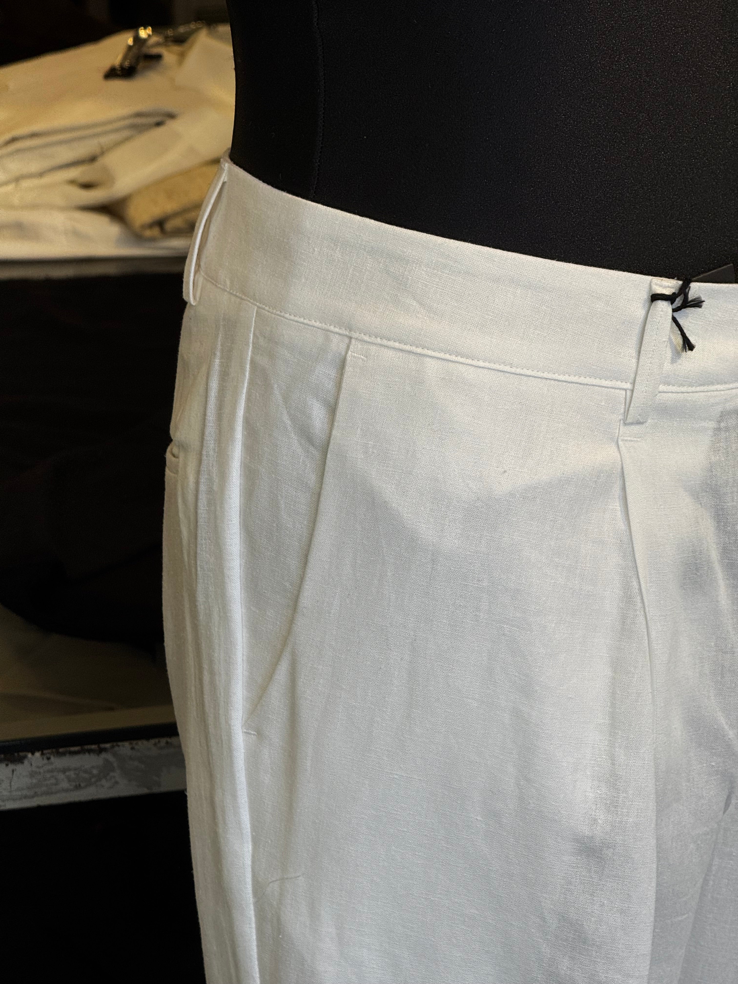 Pantalone In Lino Bianco