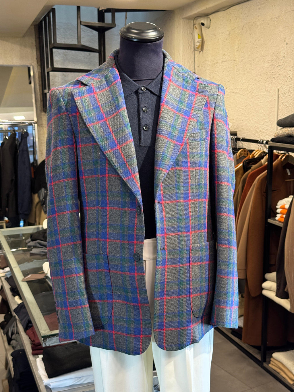 Giacca a Quadri monopetto