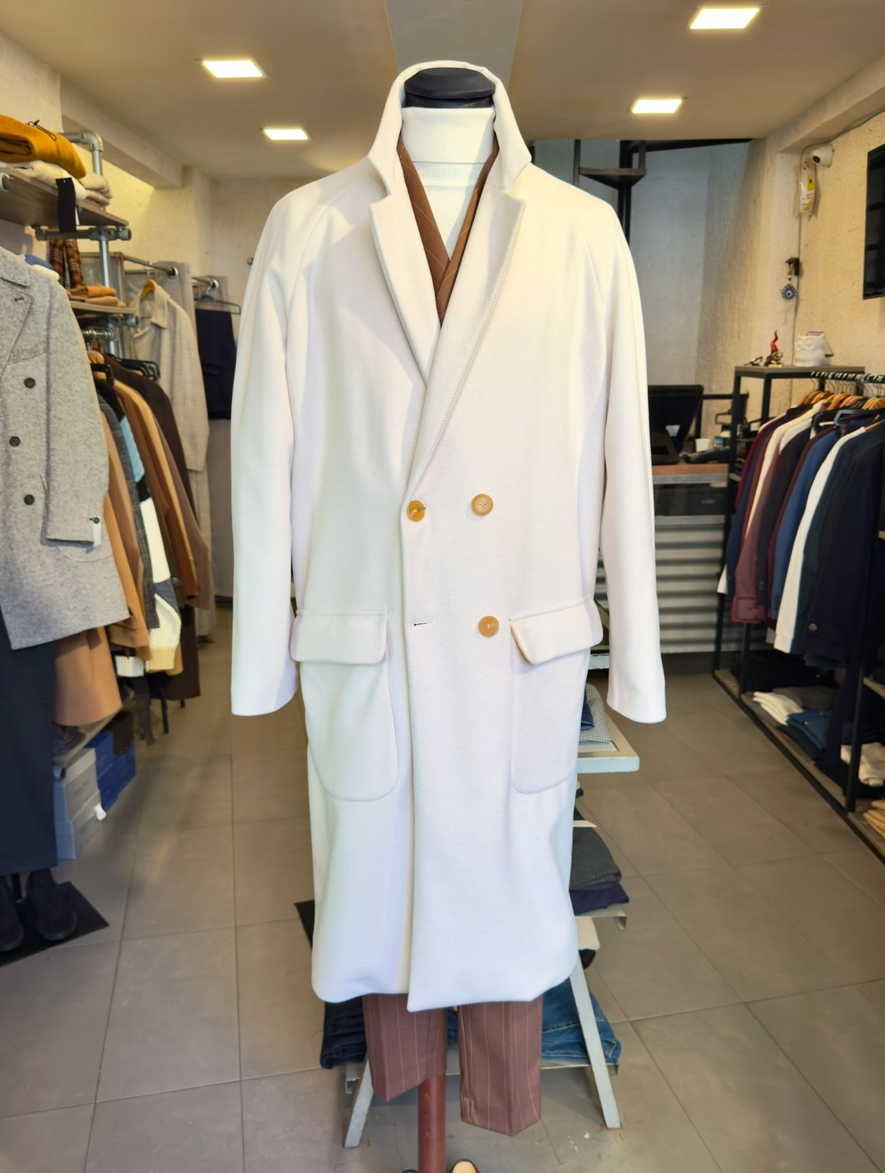 Cappotto Panna in lana doppiopetto