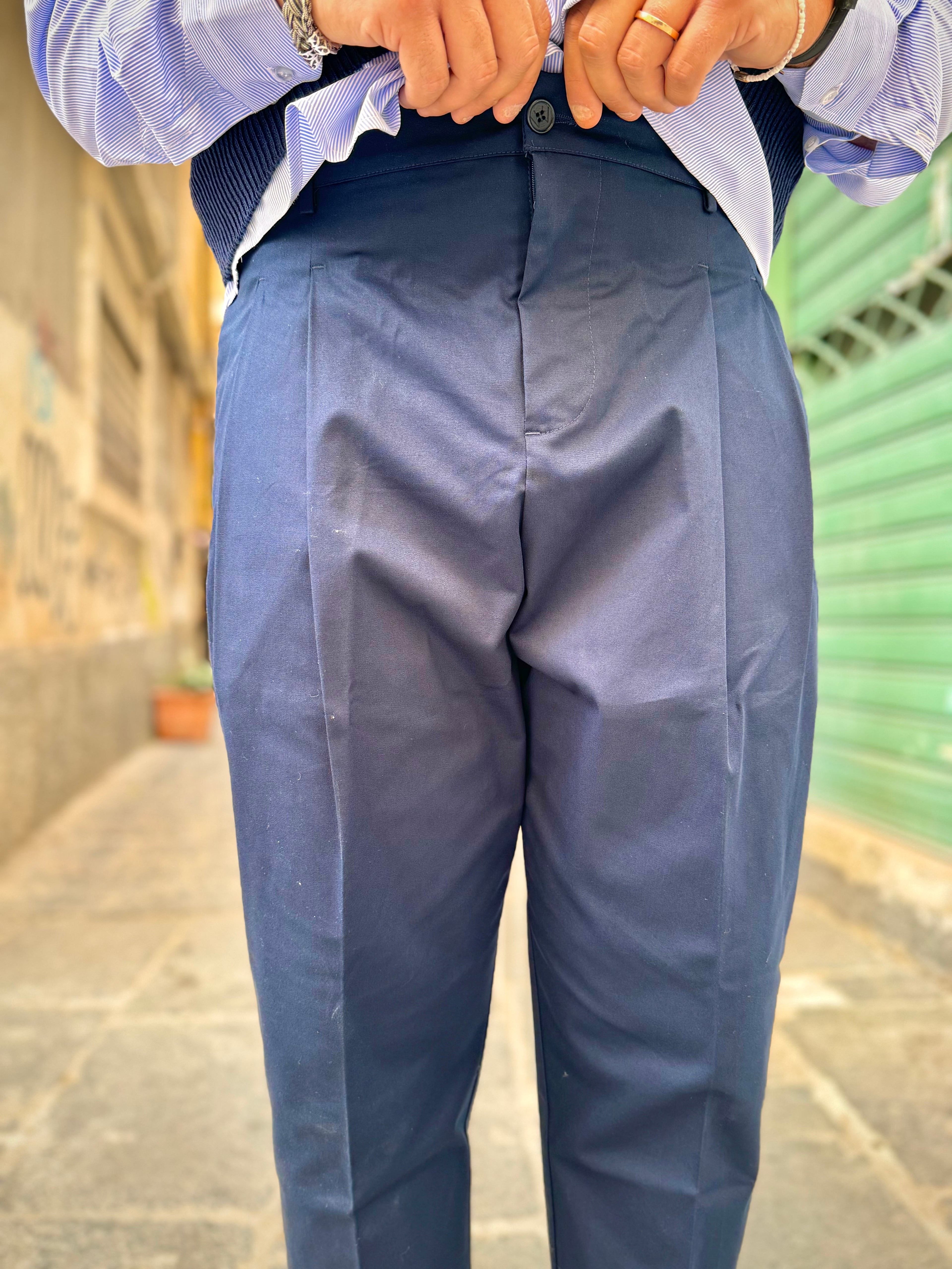 Pantalone Vita Alta In Cotone