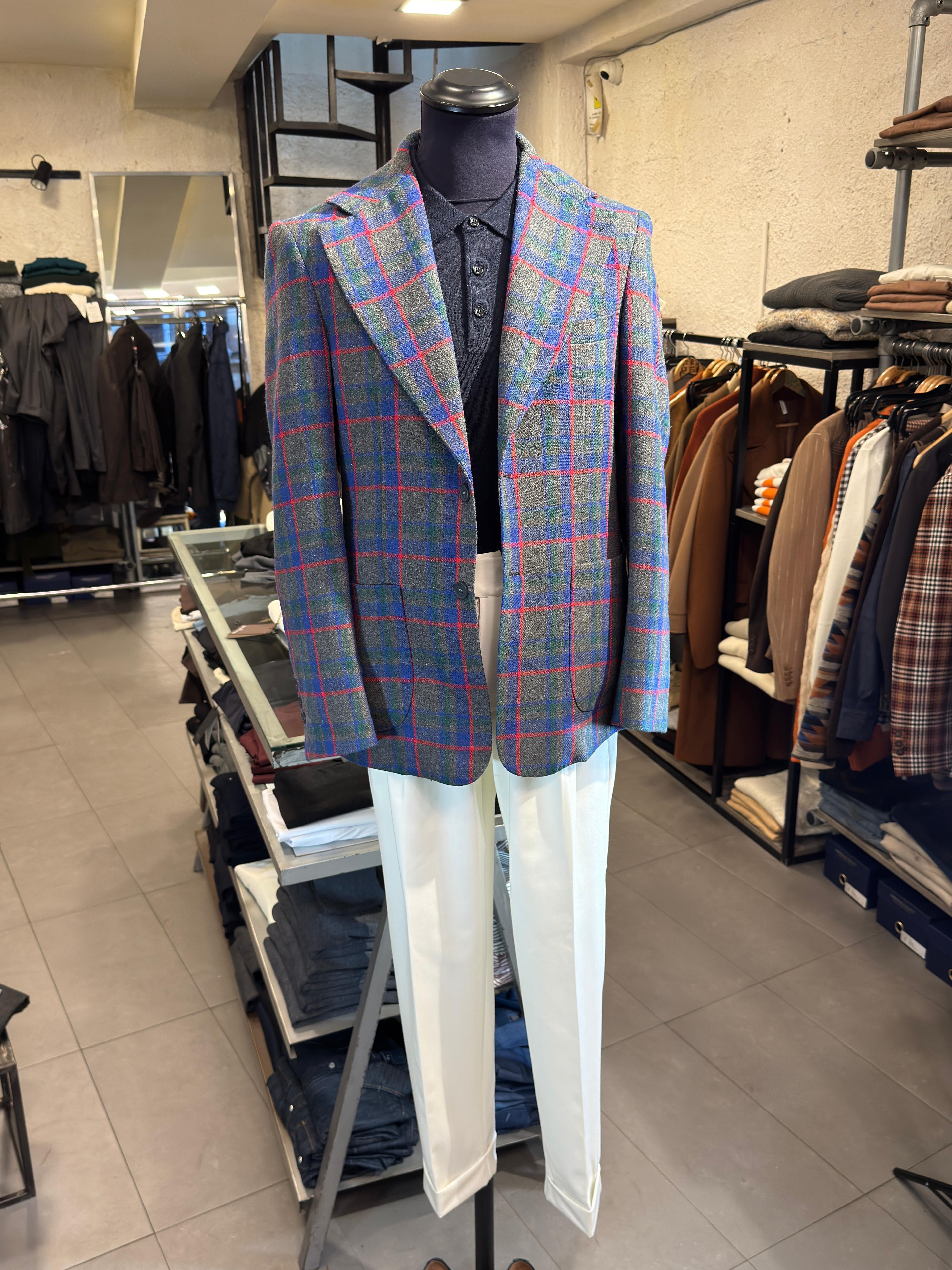 Giacca a Quadri monopetto