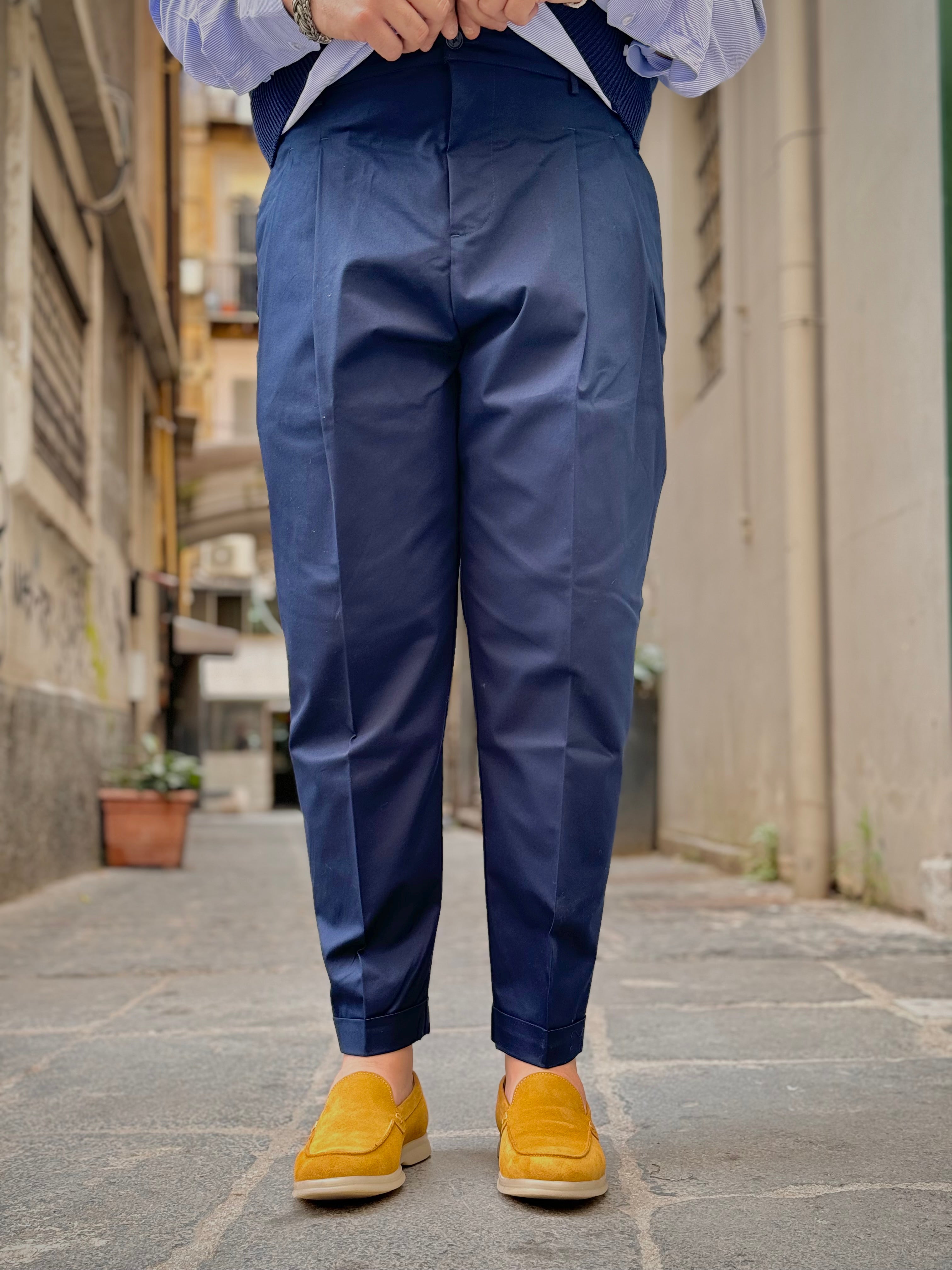 Pantalone Vita Alta In Cotone