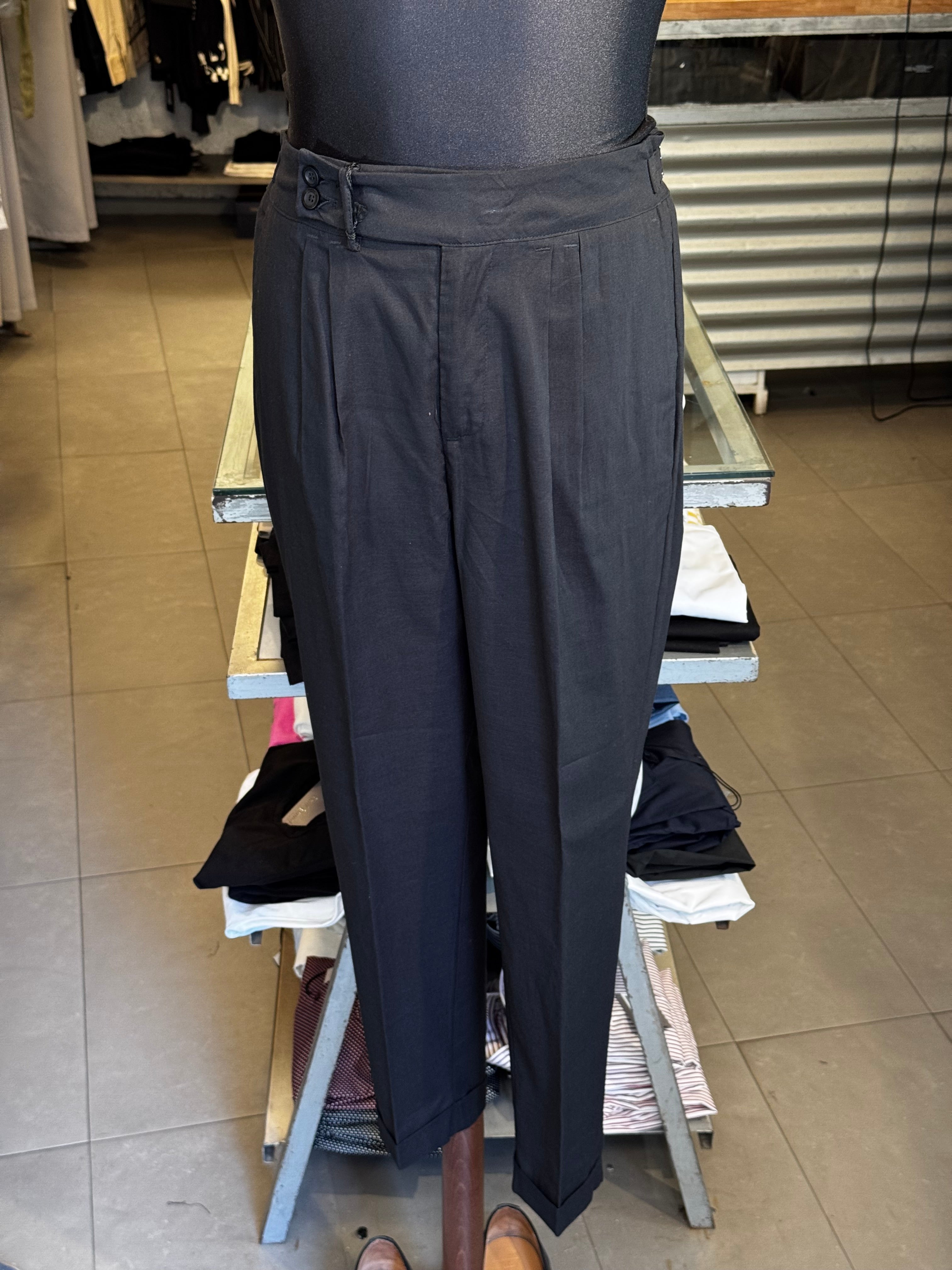 Pantalone Vita Alta In Lino