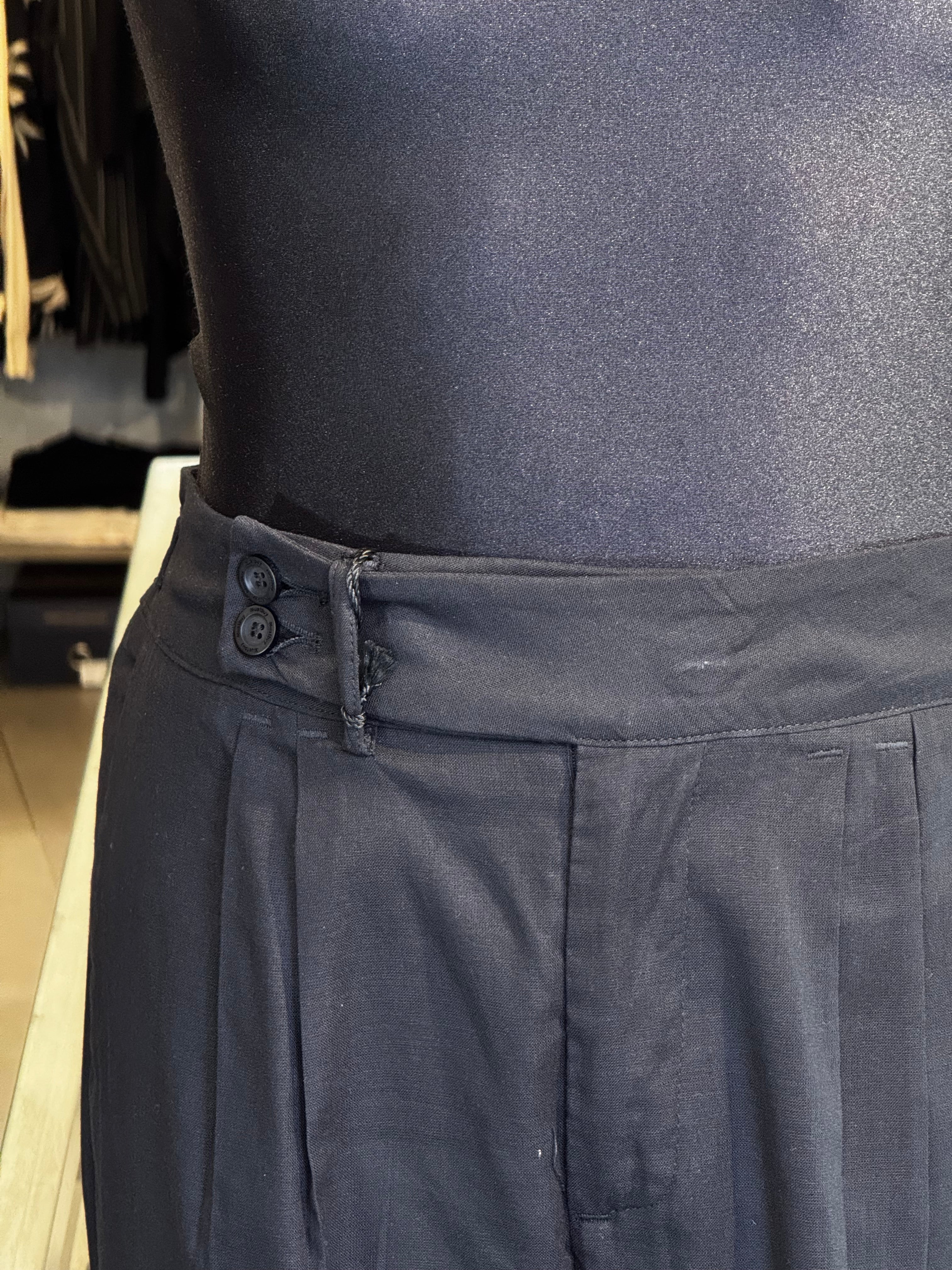 Pantalone Vita Alta In Lino