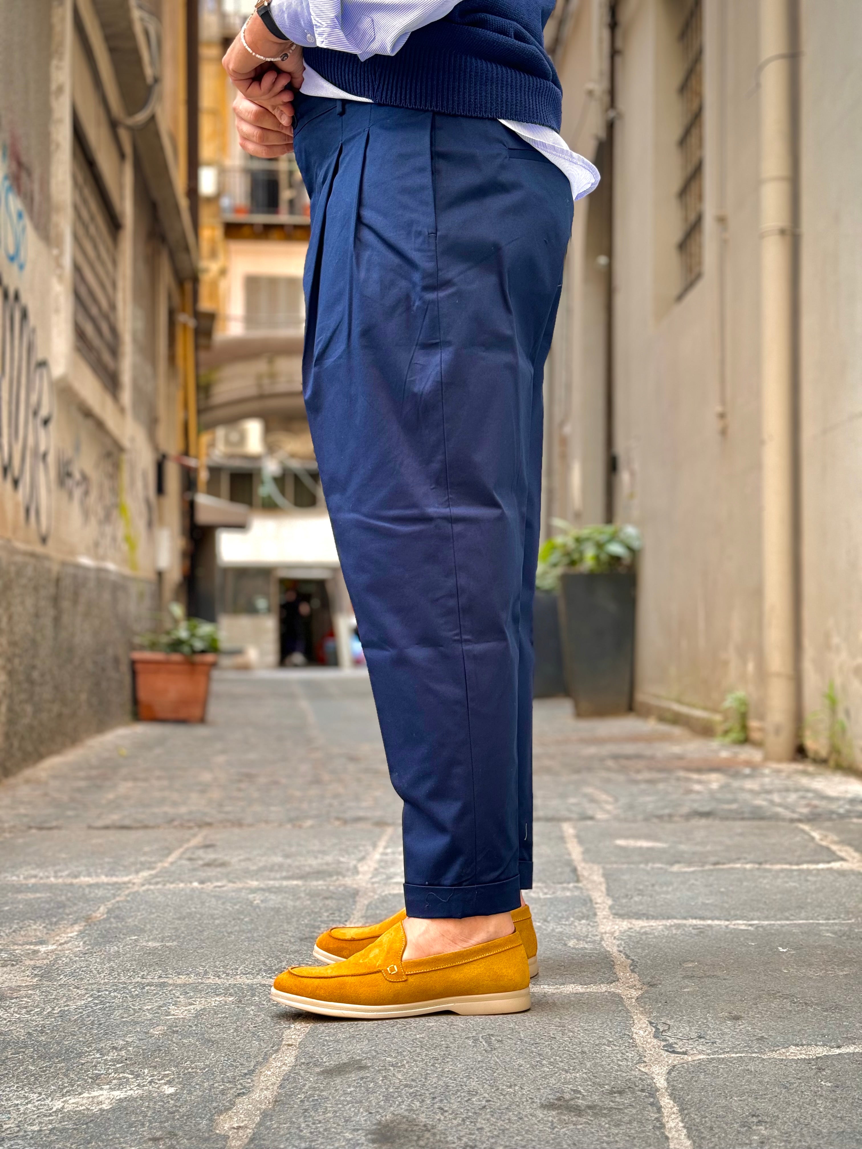 Pantalone Vita Alta In Cotone