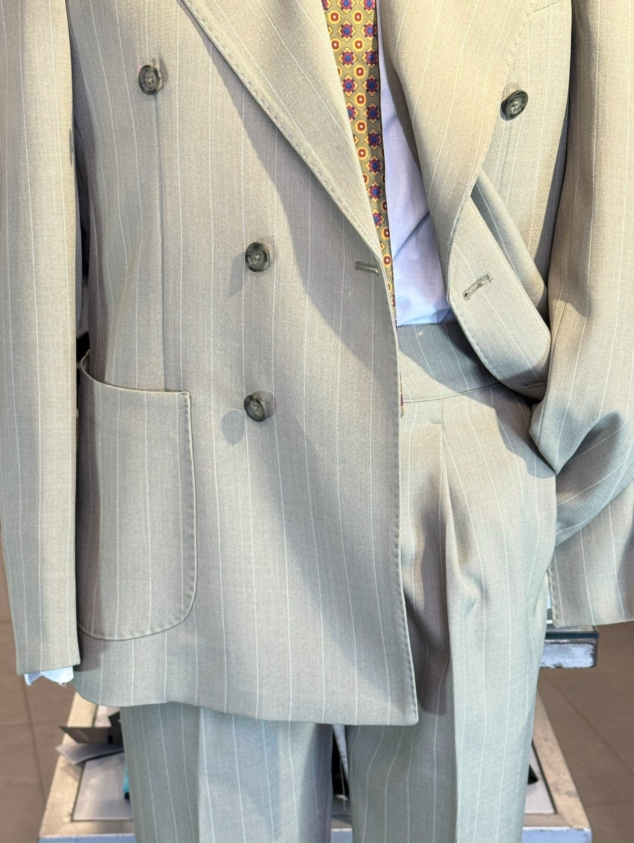 Abito Doppiopetto Gessato Verde