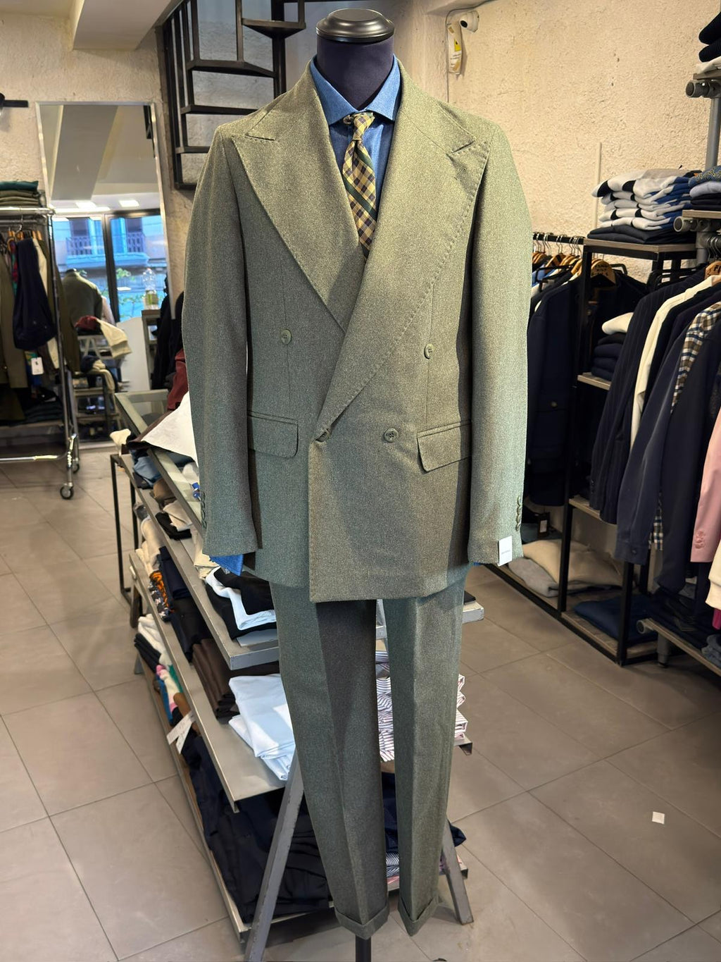 Abito Doppiopetto Verde in lana