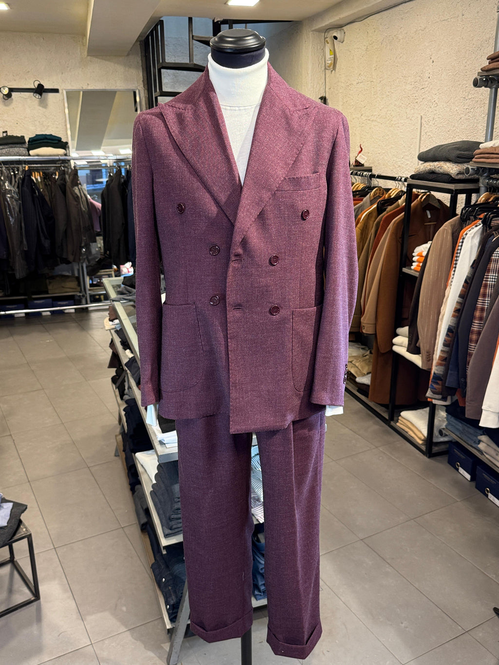 Abito Doppiopetto bordeaux in lana