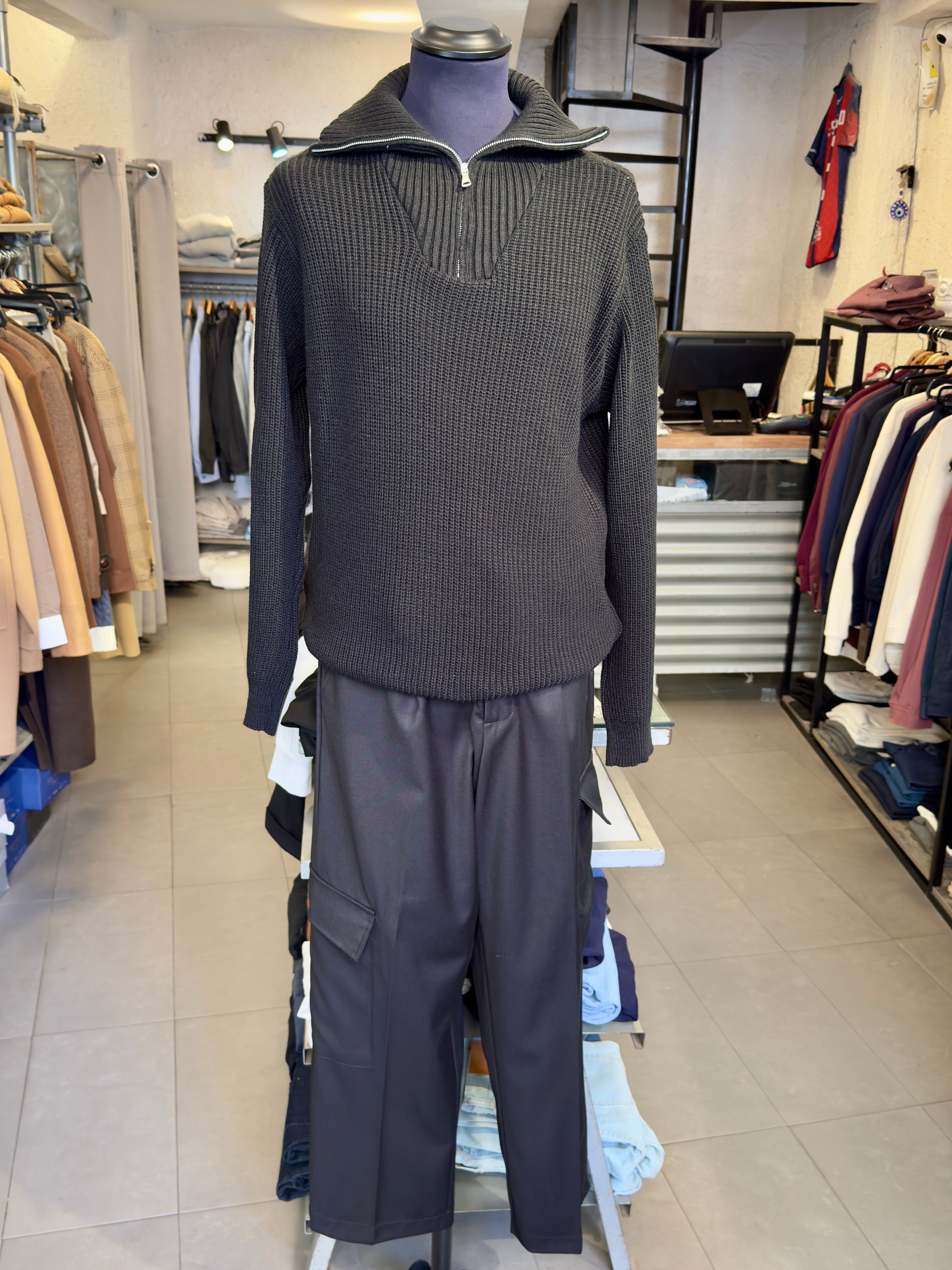 Maglione Collo Alto Con Zip