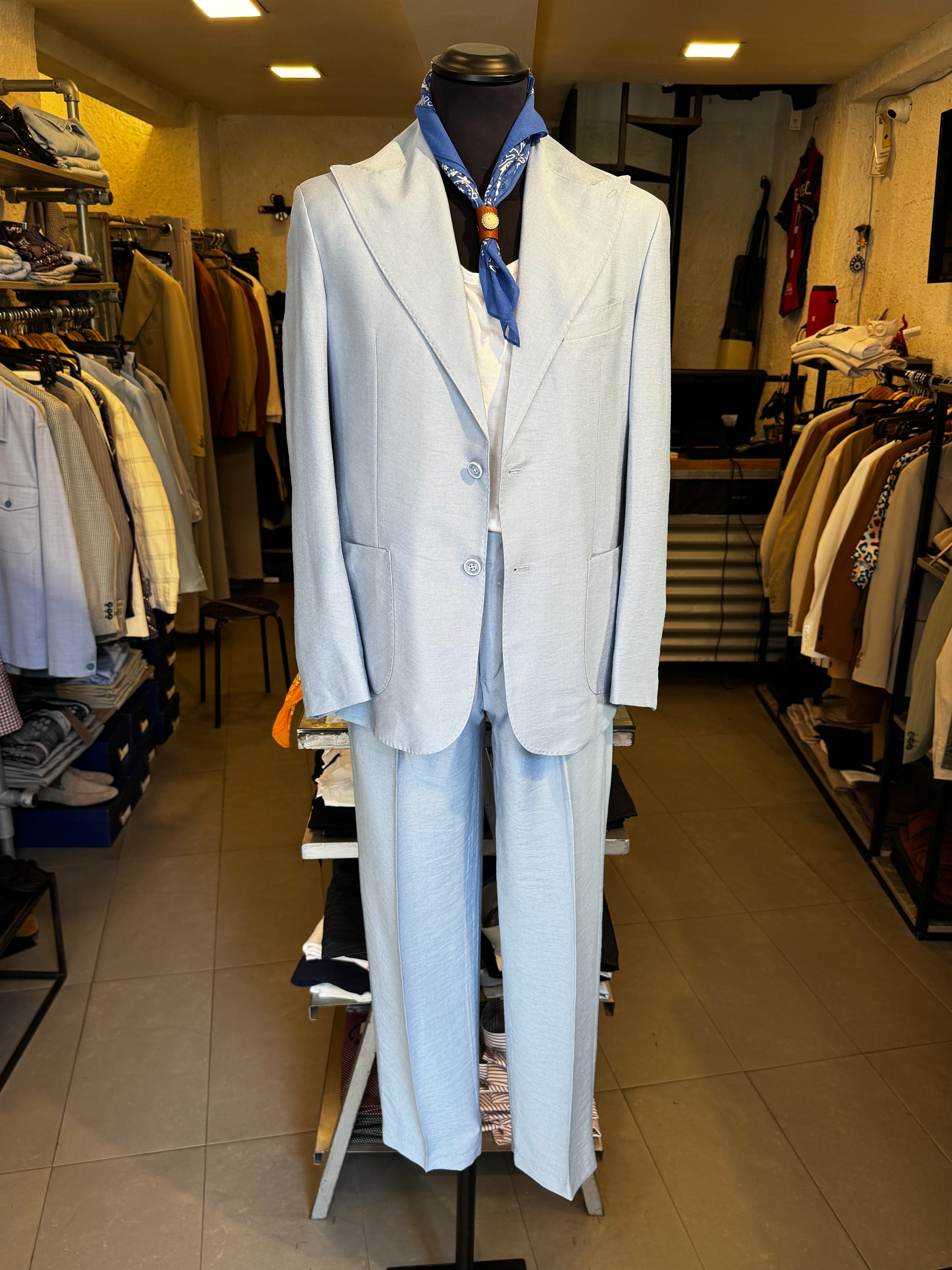 Abito Monopetto Azzurro Polvere