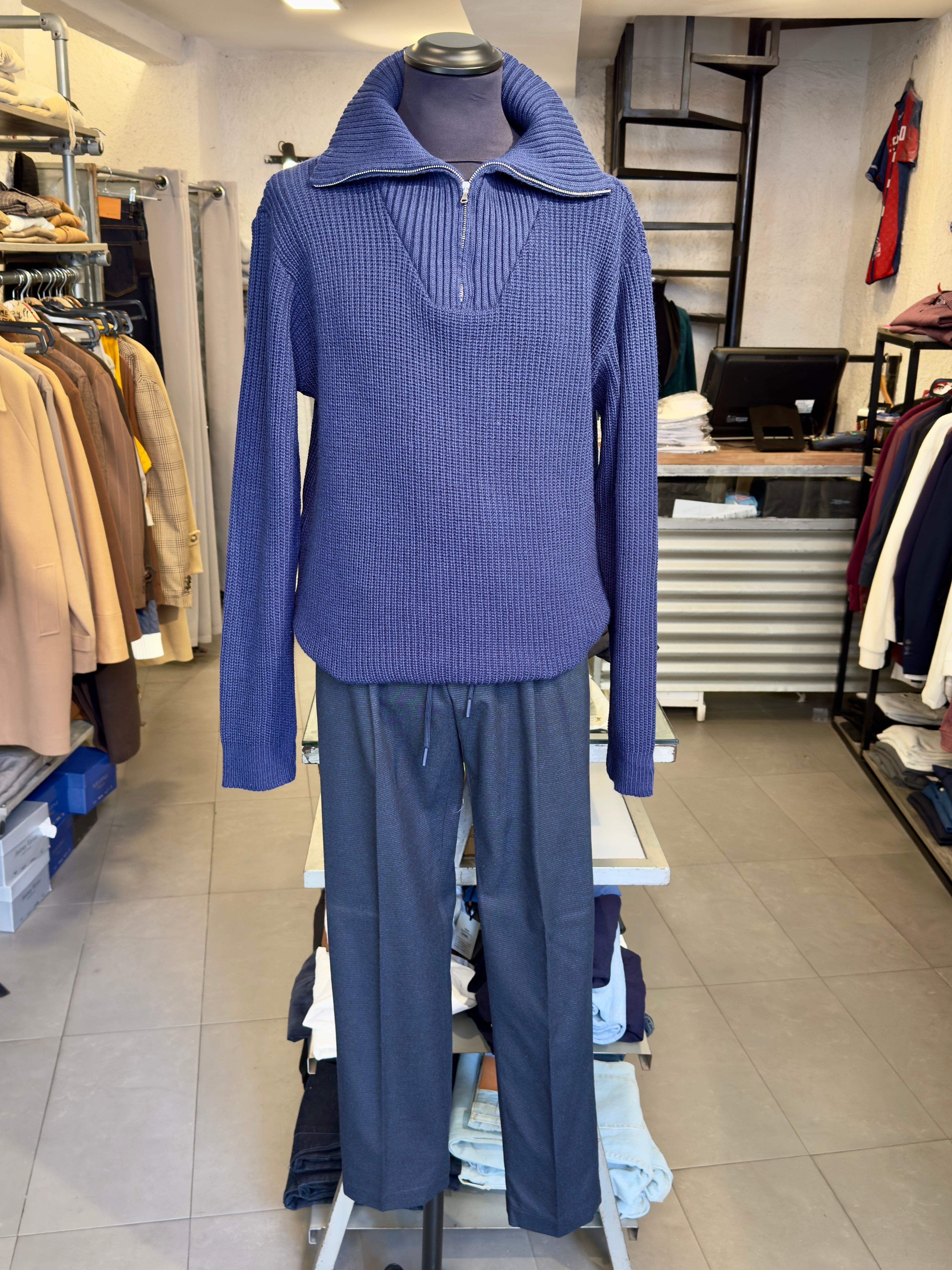 Maglione Collo Alto Con Zip