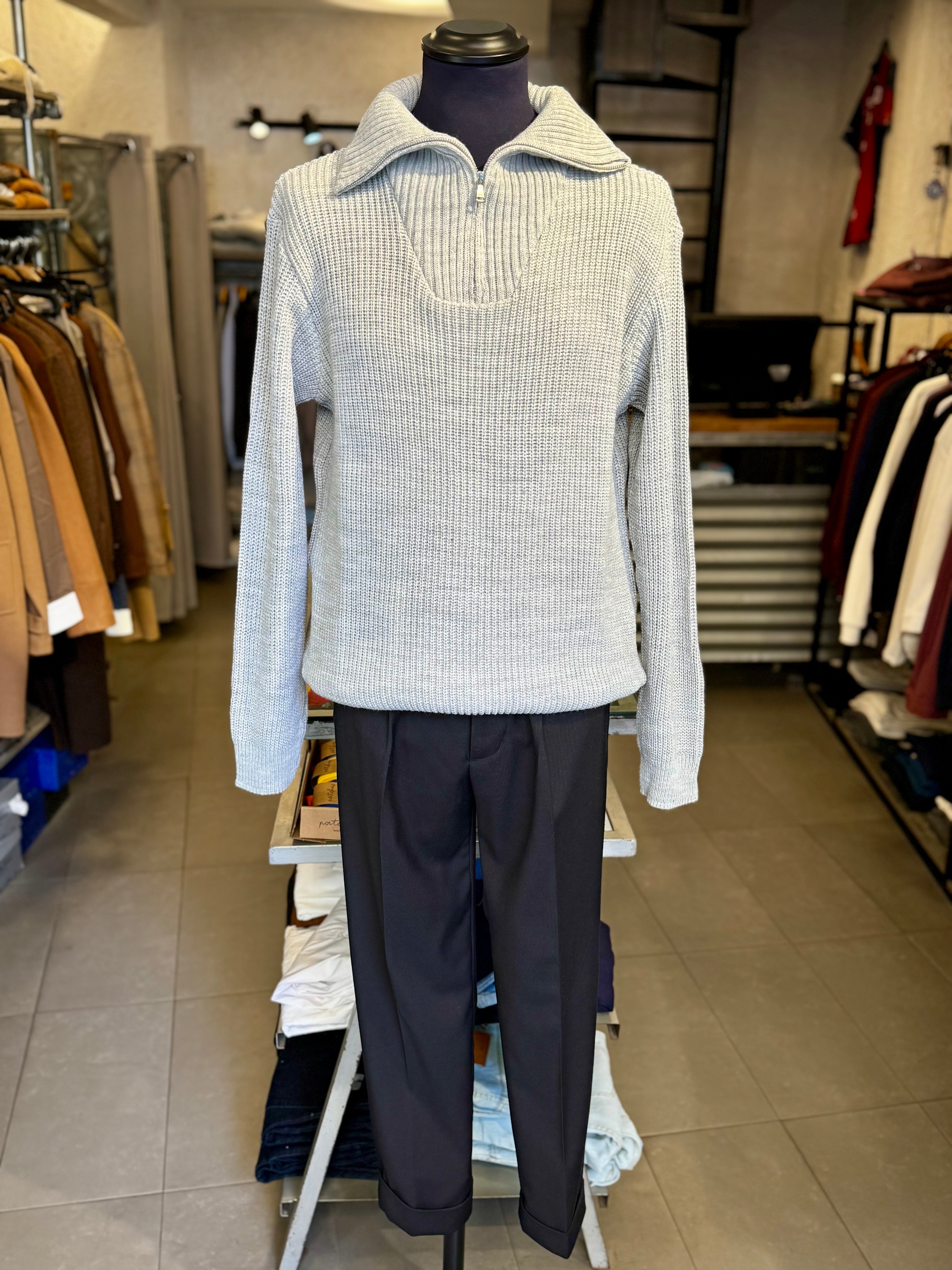 Maglione Collo Alto Con Zip