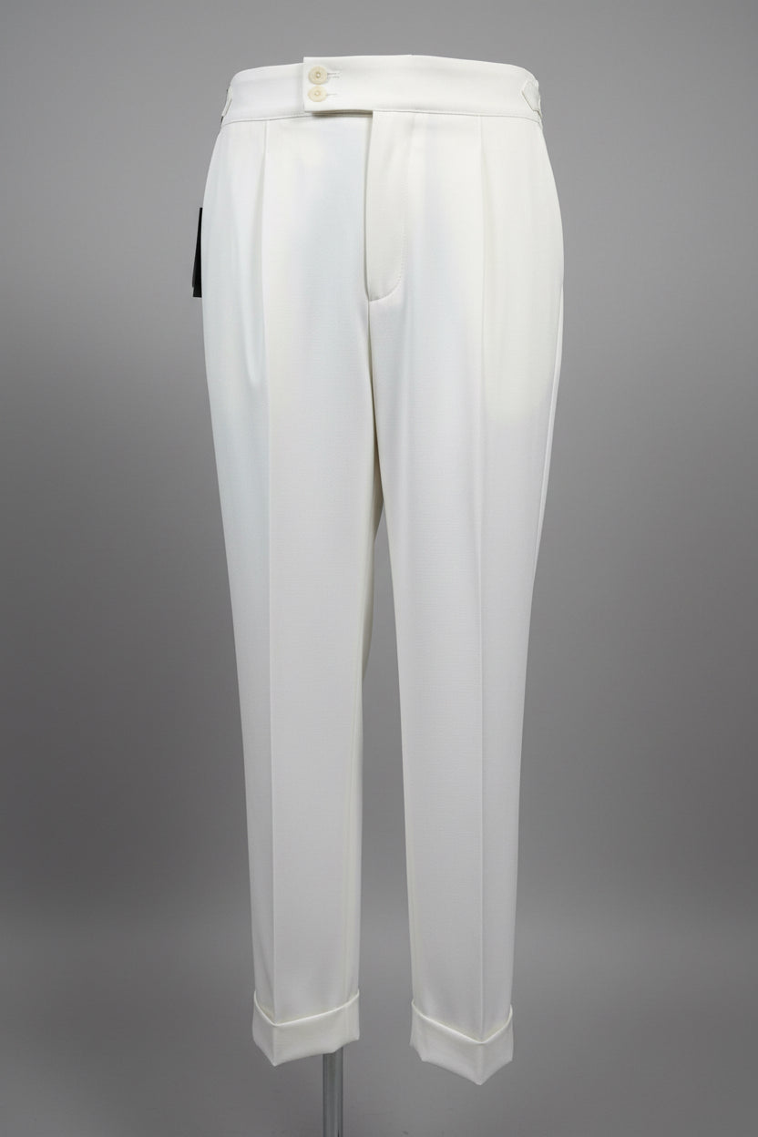 Pantalone vita alta panna