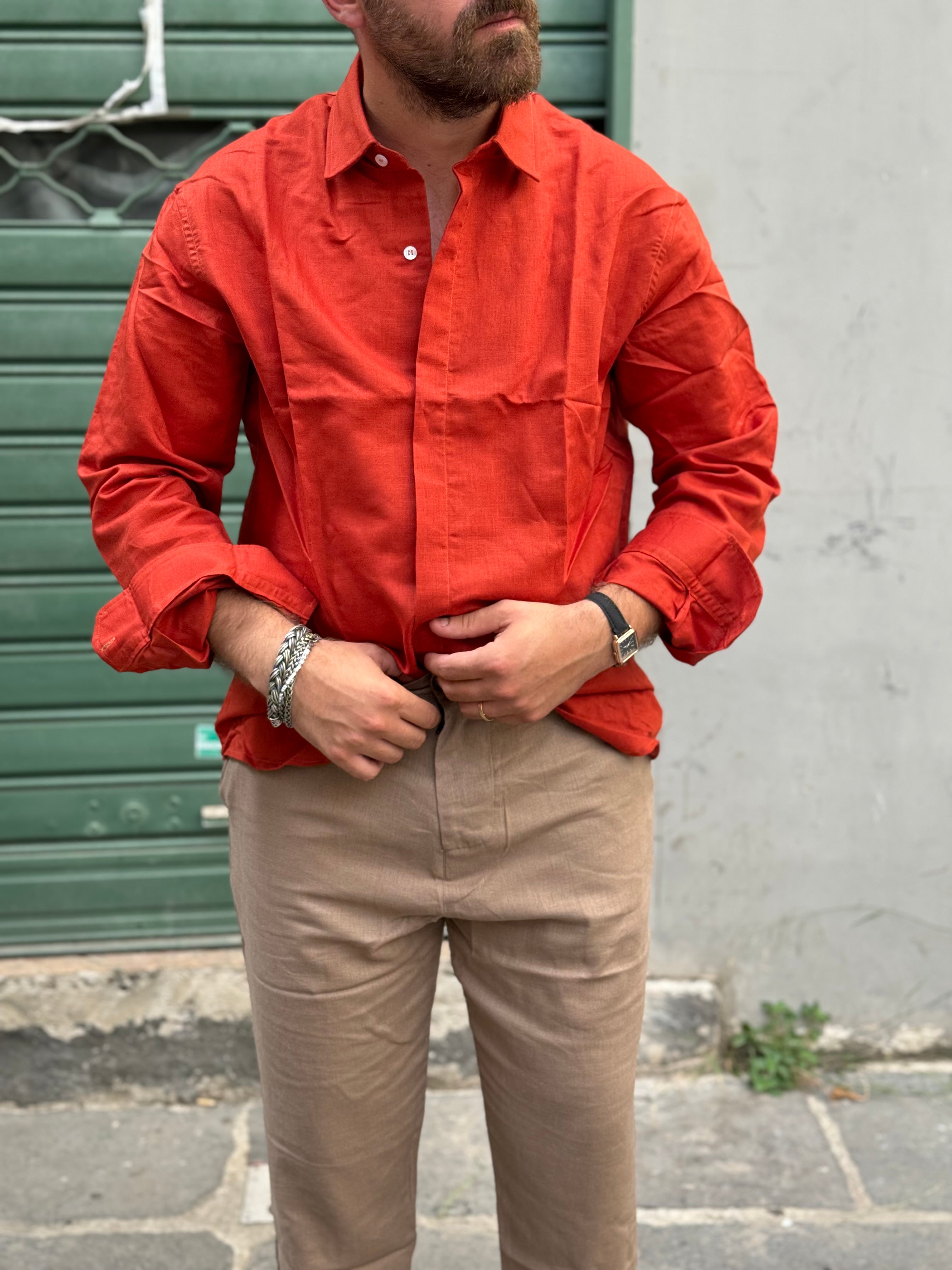 Camicia in Lino Arancione