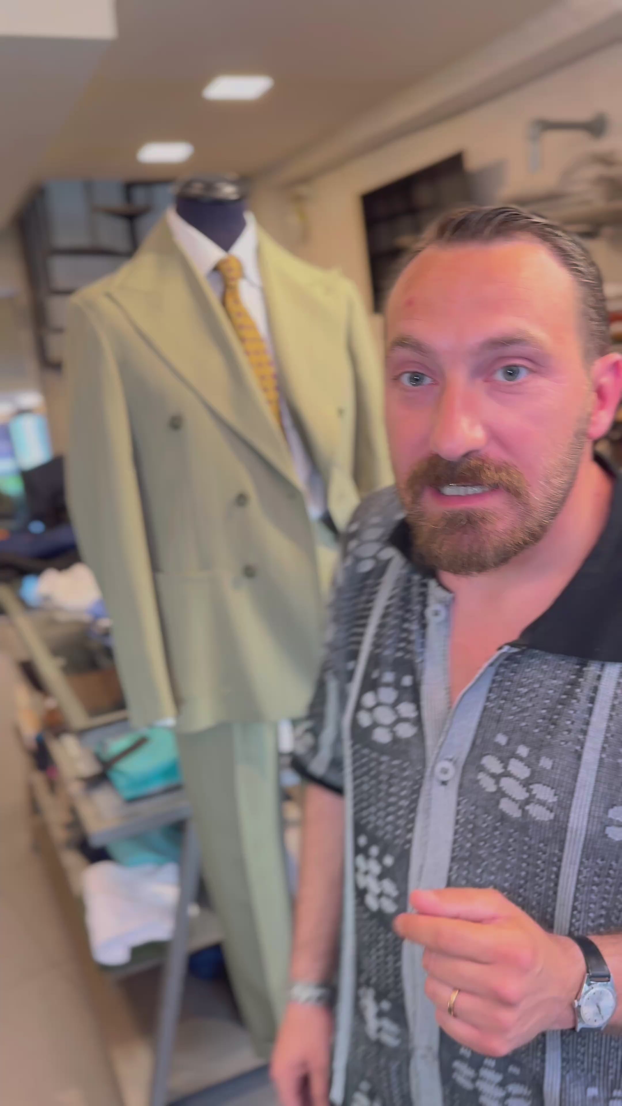 Abito Doppiopetto Gessato Verde